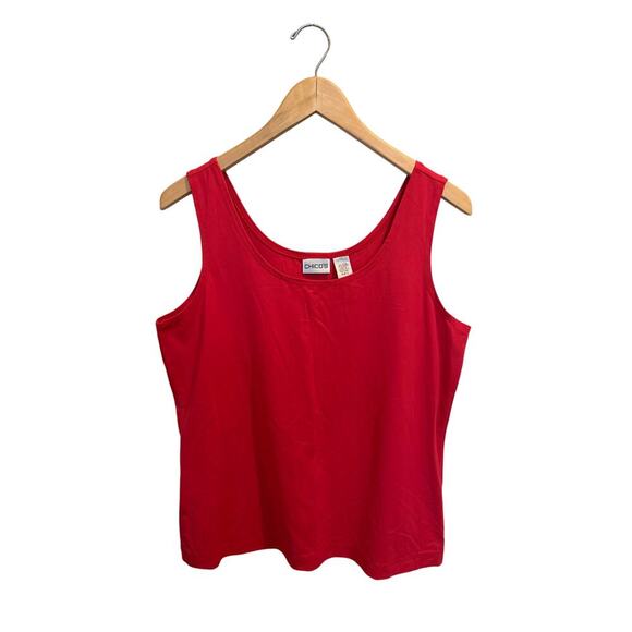 Chico’s Tank Top Women’s Size 2 Large Green Stretchy Microfiber Scoop Sleeveless - Picture 1 of 4
